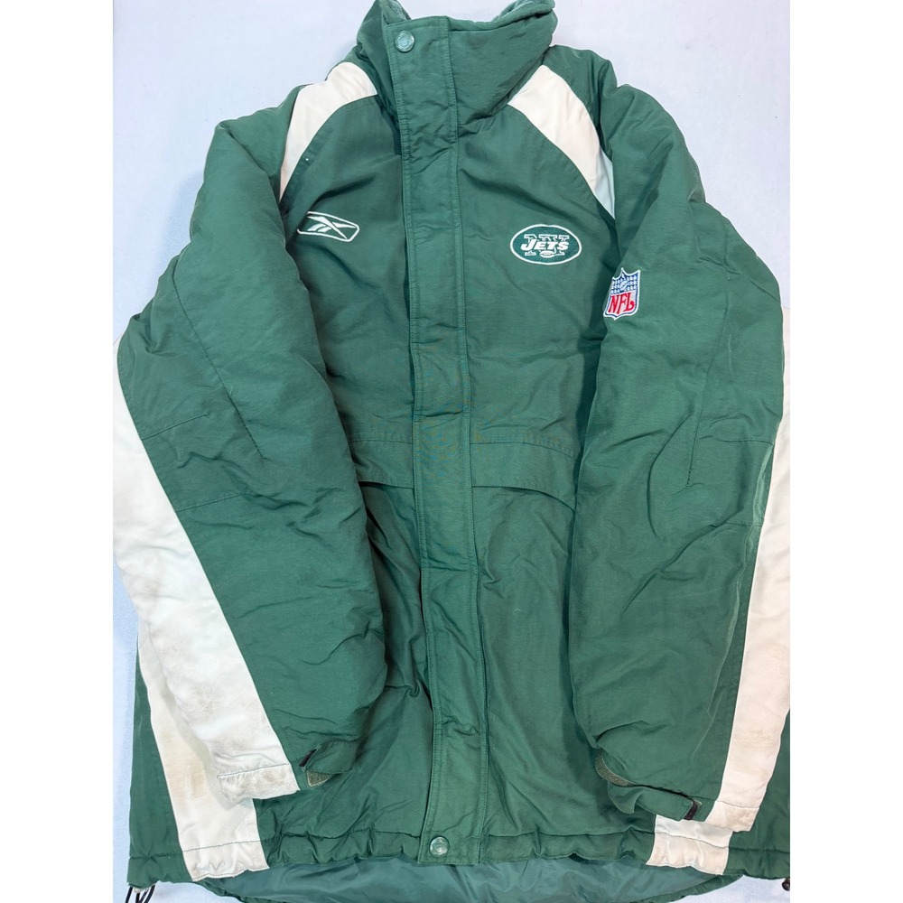 Reebok NFL New York Jets Mens Medium Green Heavy Winter Sideline Parka Jacket